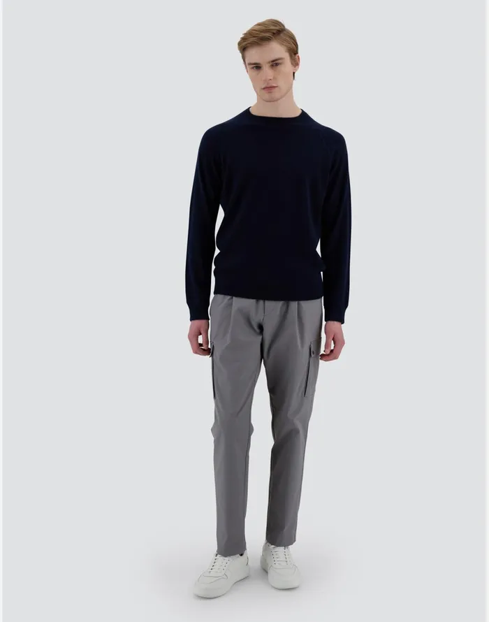Herno RESORT SWEATER IN PLAIN CASHMERE Navy Blue Men Knitwear