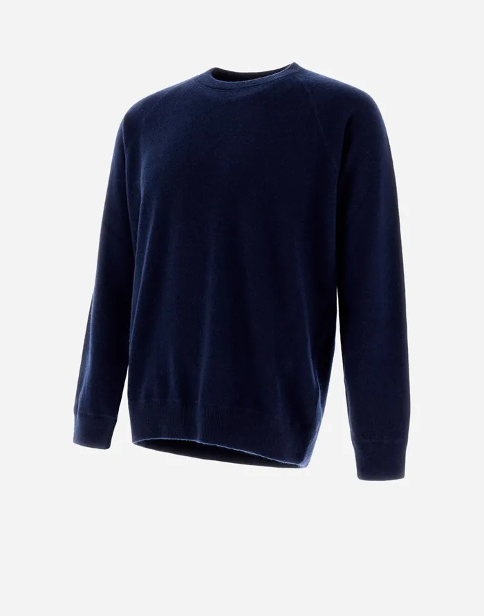 Herno RESORT SWEATER IN PLAIN CASHMERE Navy Blue Men Knitwear
