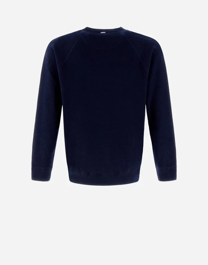 Herno RESORT SWEATER IN PLAIN CASHMERE Navy Blue Men Knitwear