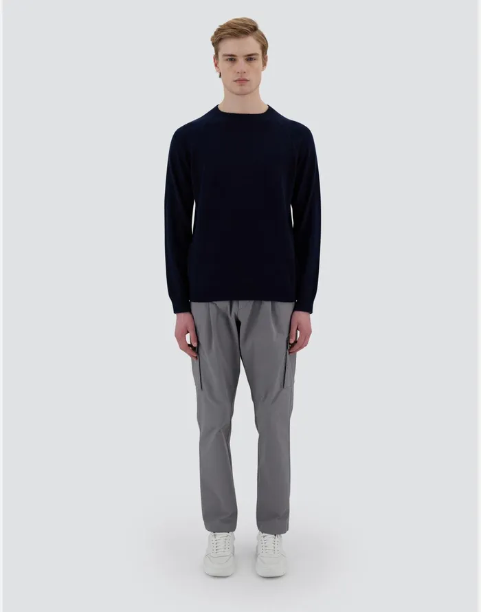 Herno RESORT SWEATER IN PLAIN CASHMERE Navy Blue Men Knitwear