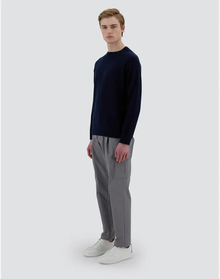 Herno RESORT SWEATER IN PLAIN CASHMERE Navy Blue Men Knitwear