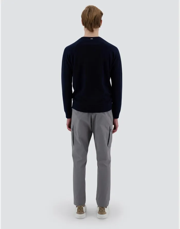 Herno RESORT SWEATER IN PLAIN CASHMERE Navy Blue Men Knitwear