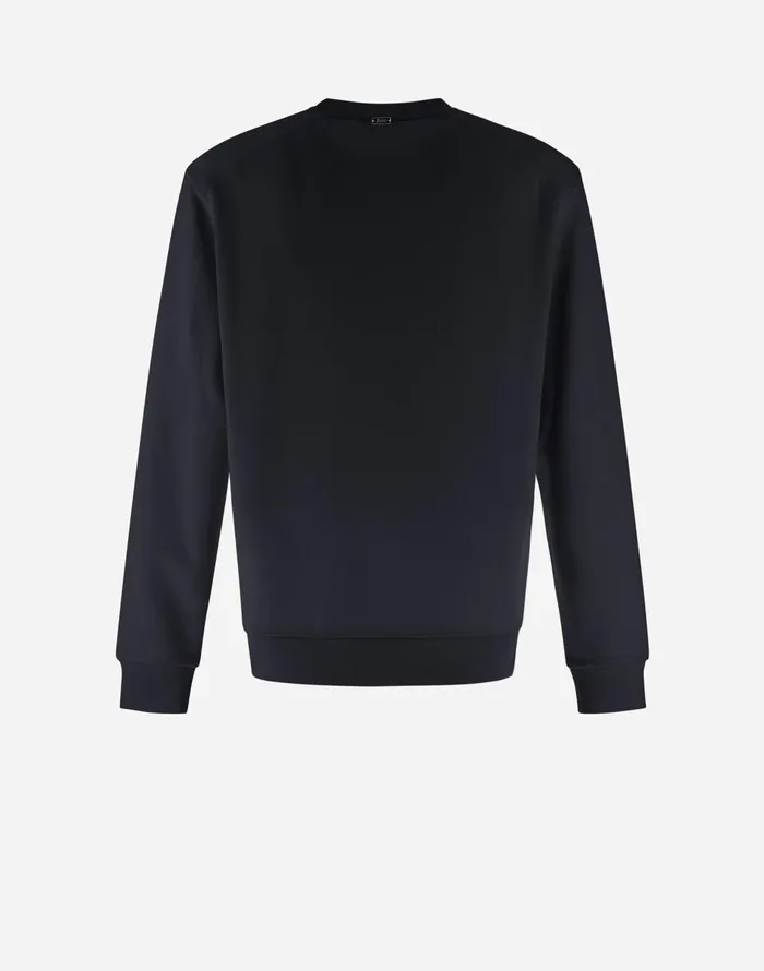 Herno RESORT SWEATSHIRT IN COTTON SWEATER Navy Blue Men Sweaters and Cardigan