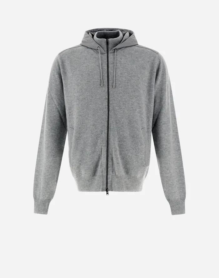 Herno RESORT TRACKSUIT IN ETERNITY CASHMERE and LIGHT NYLON STRETCH Putty Men Knitwear
