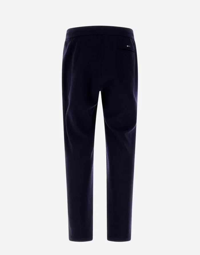 Herno RESORT TROUSERS IN COUPLED WOOL PIQUE Navy Blue Men Trousers