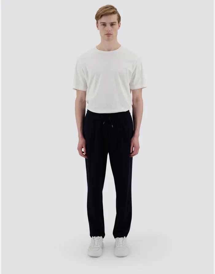 Herno RESORT TROUSERS IN COUPLED WOOL PIQUE Navy Blue Men Trousers