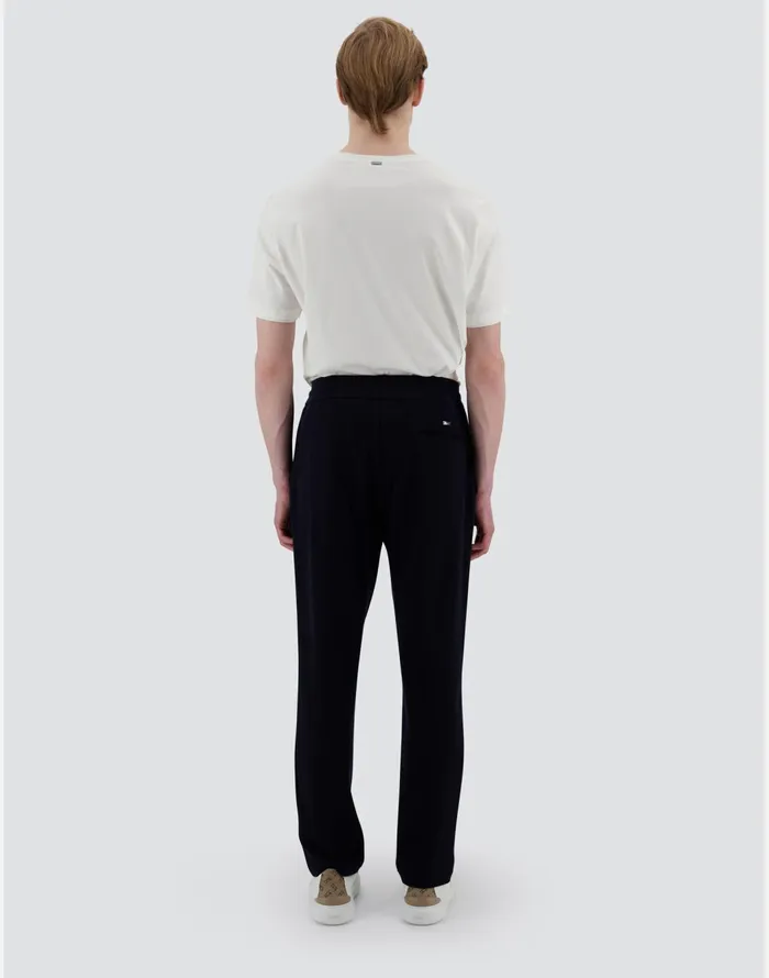 Herno RESORT TROUSERS IN COUPLED WOOL PIQUE Navy Blue Men Trousers