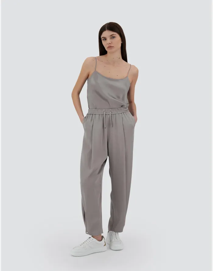 Herno RESORT TROUSERS IN SATIN EFFECT Light Grey Women Trousers