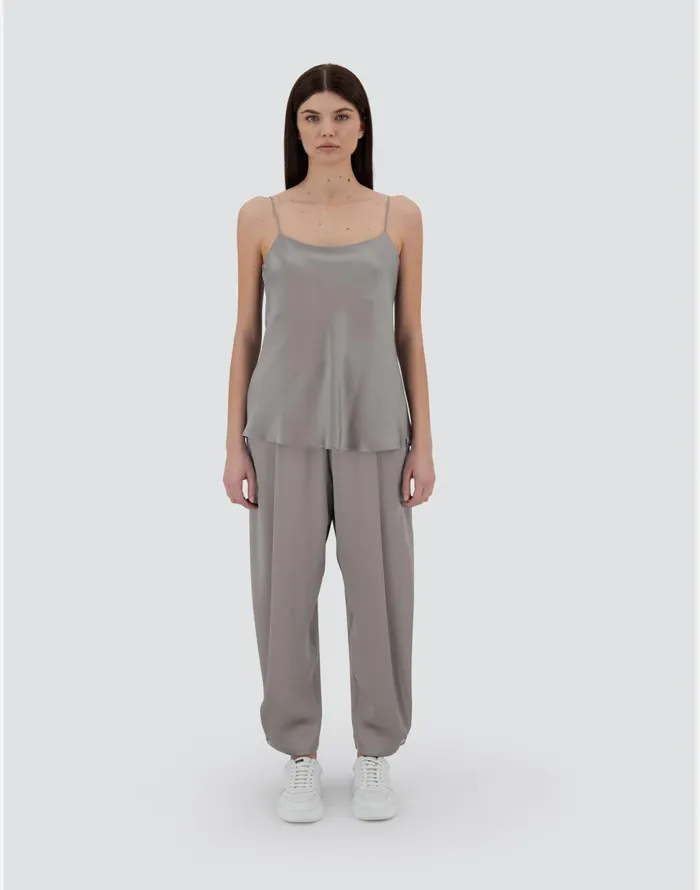 Herno RESORT TROUSERS IN SATIN EFFECT Light Grey Women Trousers