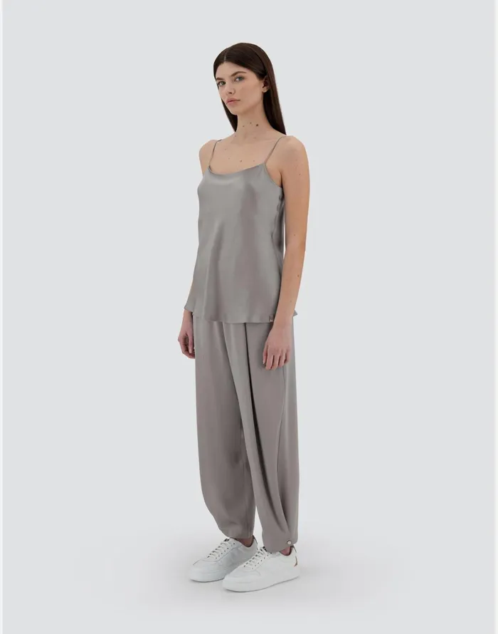 Herno RESORT TROUSERS IN SATIN EFFECT Light Grey Women Trousers