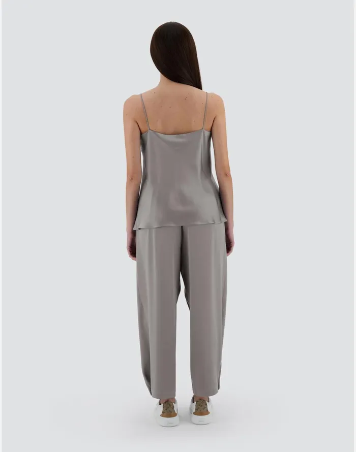 Herno RESORT TROUSERS IN SATIN EFFECT Light Grey Women Trousers