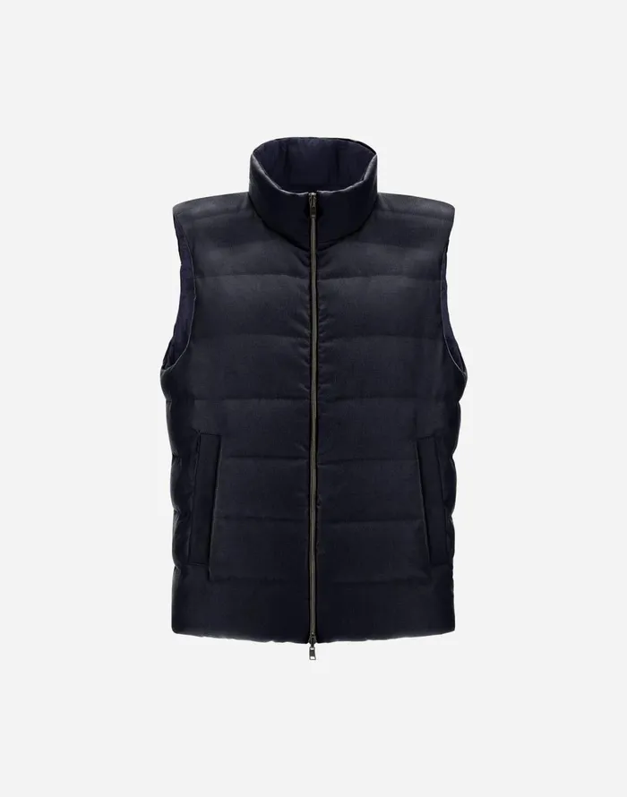 Herno SILK CASHMERE VEST Navy Blue Men Vests