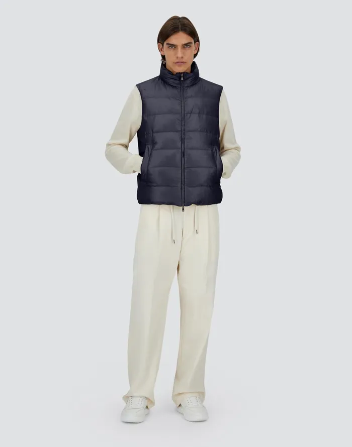 Herno SILK CASHMERE VEST Navy Blue Men Vests