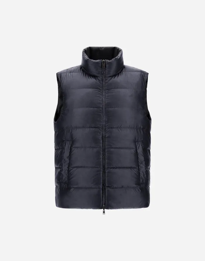 Herno SILK CASHMERE VEST Navy Blue Men Vests