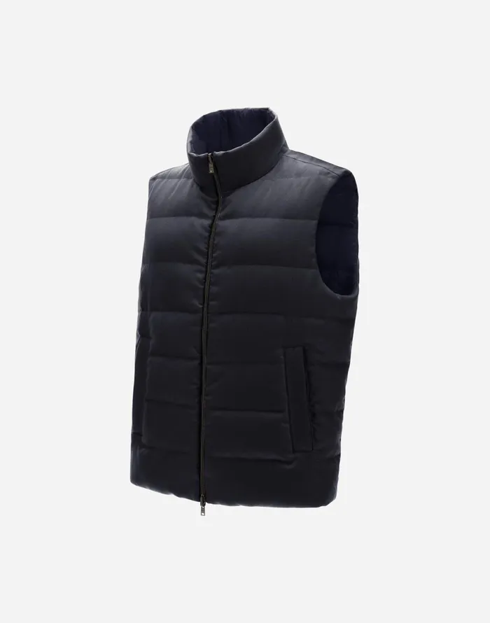 Herno SILK CASHMERE VEST Navy Blue Men Vests