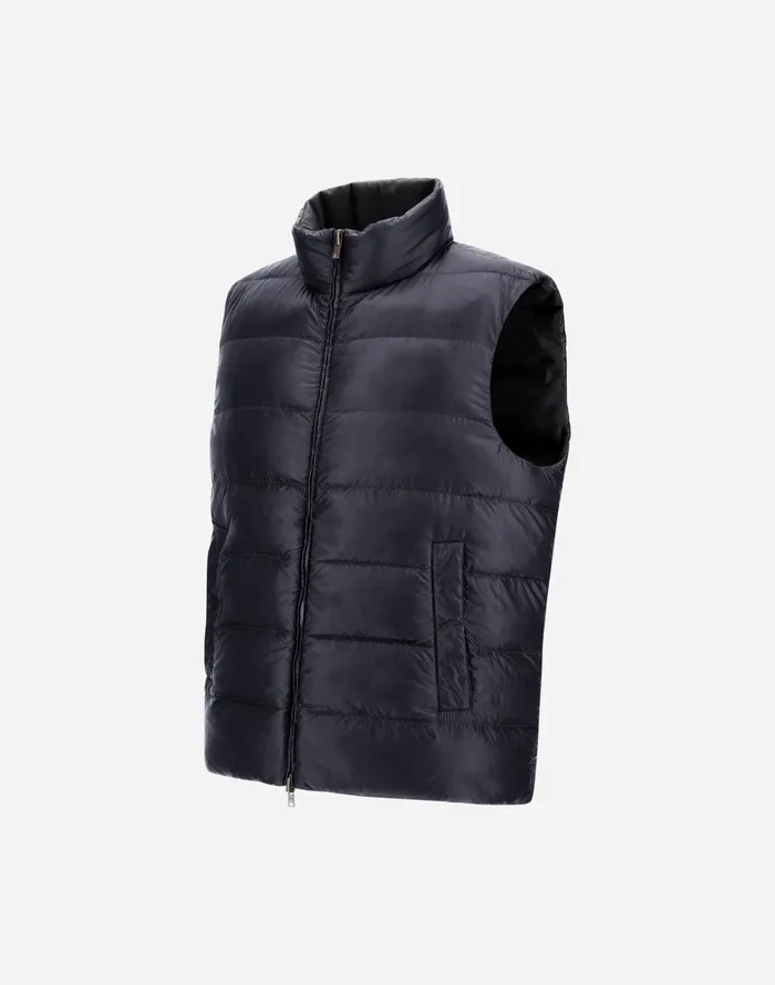Herno SILK CASHMERE VEST Navy Blue Men Vests