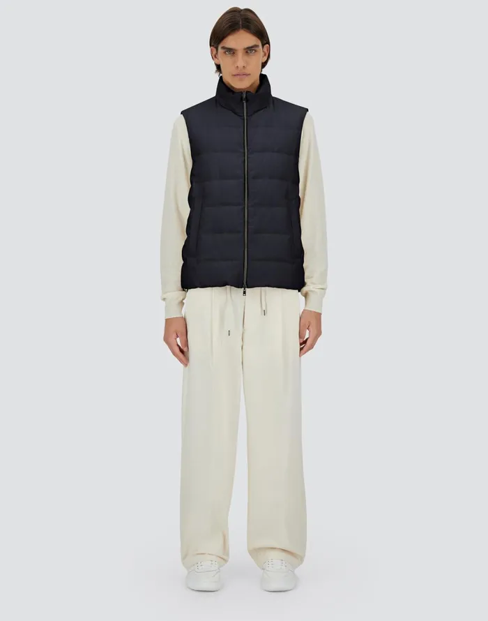 Herno SILK CASHMERE VEST Navy Blue Men Vests