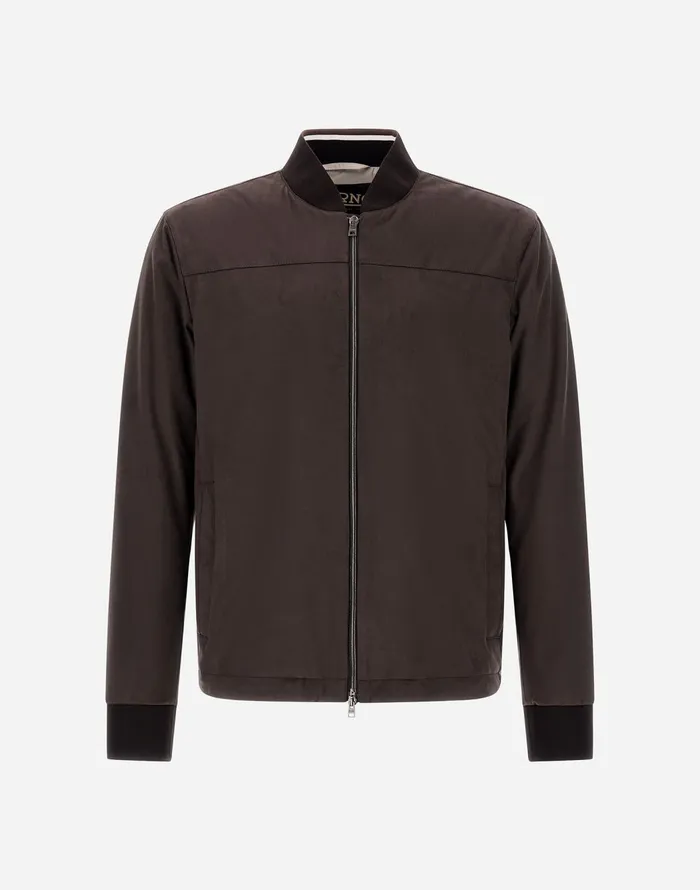 Herno SUEDE EFFECT BOMBER JACKET Dark Brown Men Bomber