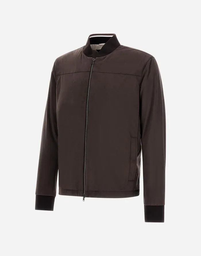 Herno SUEDE EFFECT BOMBER JACKET Dark Brown Men Bomber