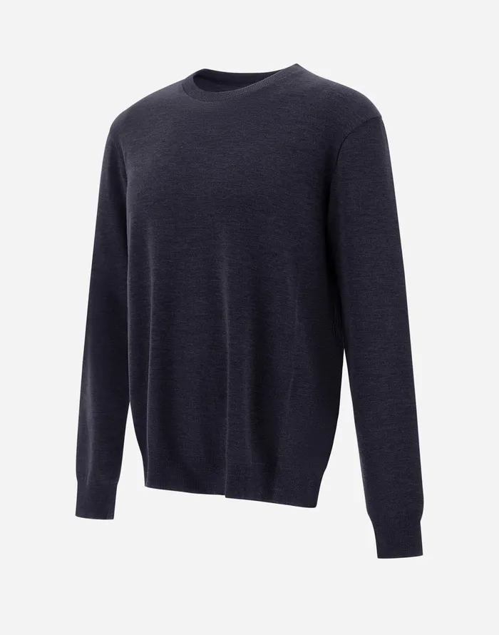 Herno SWEATER IN FINE WOOL JERSEY Navy Blue Men Sweaters and Cardigan