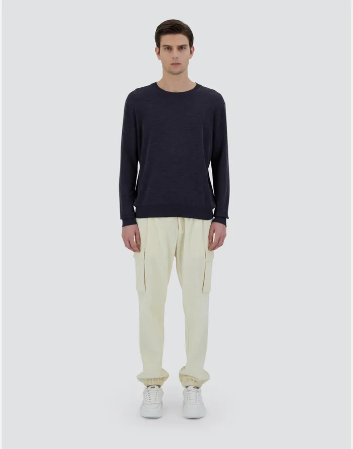 Herno SWEATER IN FINE WOOL JERSEY Navy Blue Men Sweaters and Cardigan