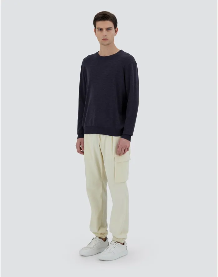 Herno SWEATER IN FINE WOOL JERSEY Navy Blue Men Sweaters and Cardigan