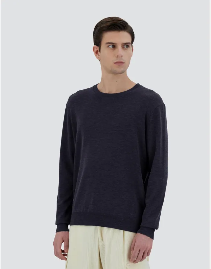 Herno SWEATER IN FINE WOOL JERSEY Navy Blue Men Sweaters and Cardigan