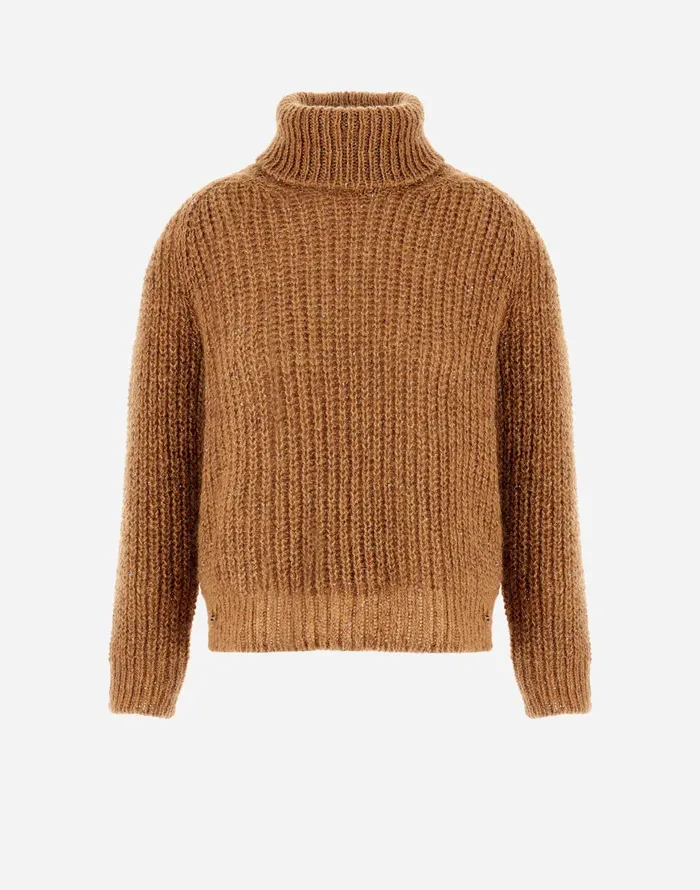 Herno SWEATER IN TWINKLE KNIT Camel Women Knitwear