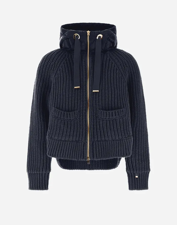 Herno SWEATSHIRT IN INFINITY WOOL AND NYLON ULTRALIGHT Navy Blue Women Sweaters and Cardigan