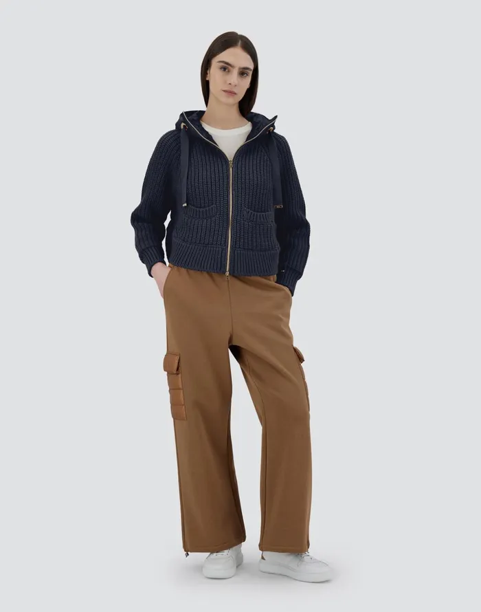 Herno SWEATSHIRT IN INFINITY WOOL AND NYLON ULTRALIGHT Navy Blue Women Sweaters and Cardigan