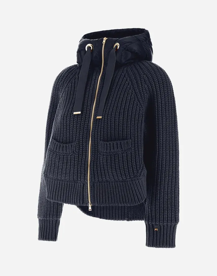 Herno SWEATSHIRT IN INFINITY WOOL AND NYLON ULTRALIGHT Navy Blue Women Sweaters and Cardigan