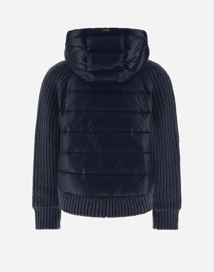 Herno SWEATSHIRT IN INFINITY WOOL AND NYLON ULTRALIGHT Navy Blue Women Sweaters and Cardigan