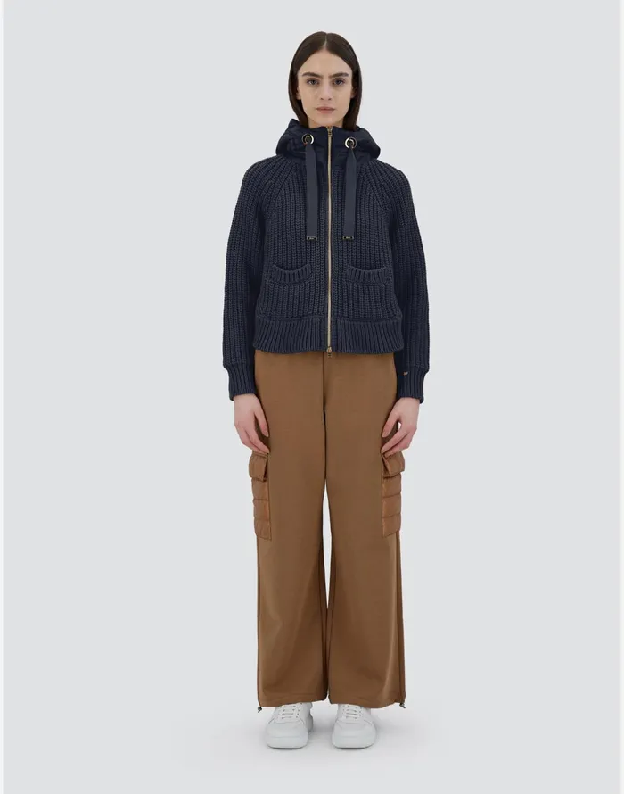 Herno SWEATSHIRT IN INFINITY WOOL AND NYLON ULTRALIGHT Navy Blue Women Sweaters and Cardigan