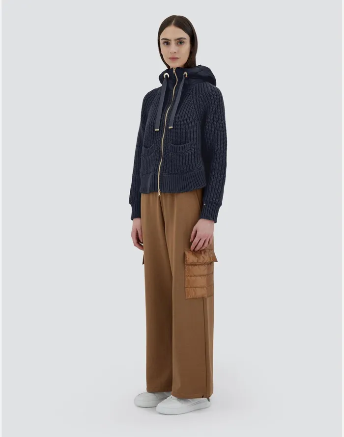 Herno SWEATSHIRT IN INFINITY WOOL AND NYLON ULTRALIGHT Navy Blue Women Sweaters and Cardigan