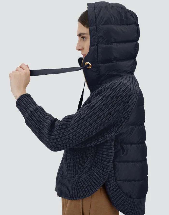 Herno SWEATSHIRT IN INFINITY WOOL AND NYLON ULTRALIGHT Navy Blue Women Sweaters and Cardigan