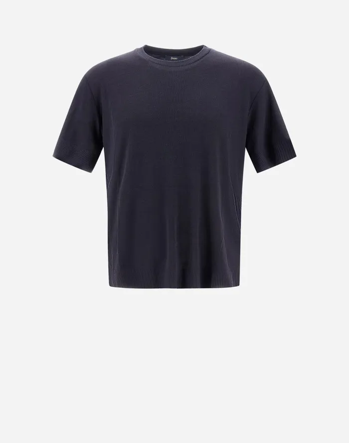 Herno TSHIRT IN FINEWOOL JERSEY Navy Blue Men Tshirts and Polo Shirts