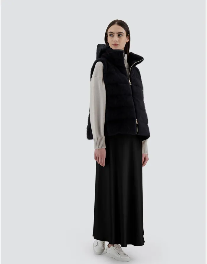 Herno VEST IN NEW LADY FAUX FUR Black Women Vests