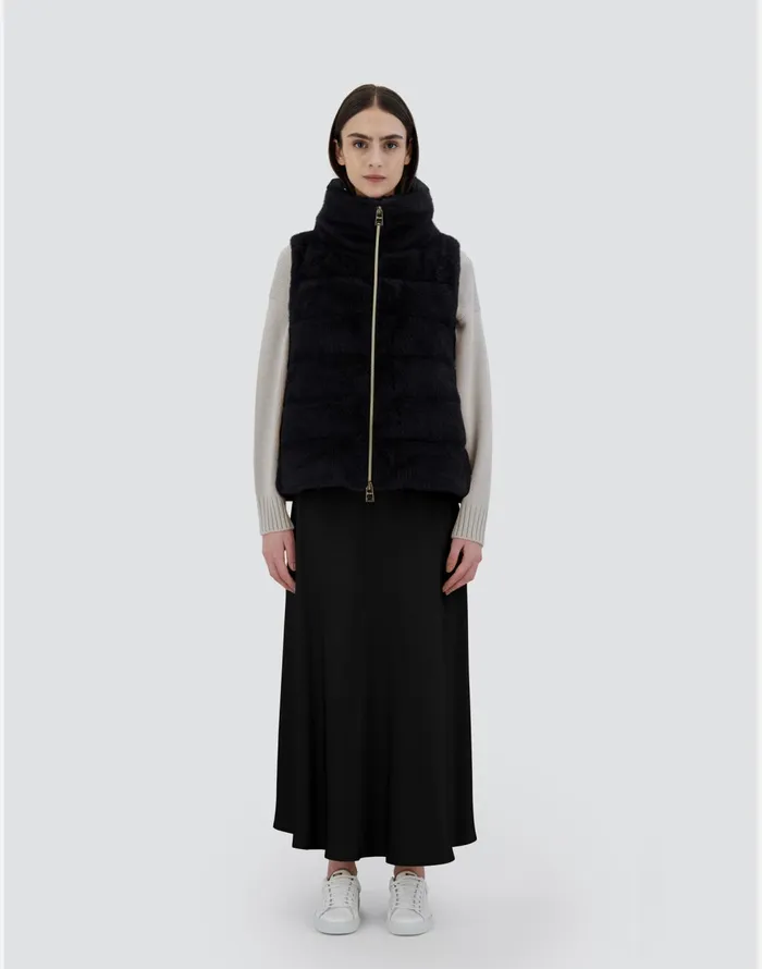 Herno VEST IN NEW LADY FAUX FUR Black Women Vests
