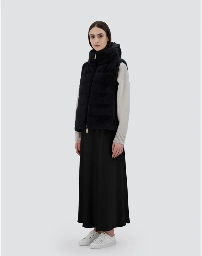 Herno VEST IN NEW LADY FAUX FUR Black Women Vests