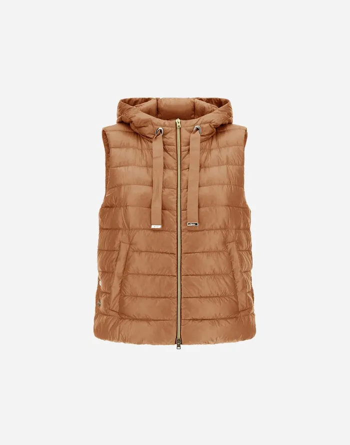 Herno VEST IN NYLON ULTRALIGHT AND MONOGRAM Camel Women Vests
