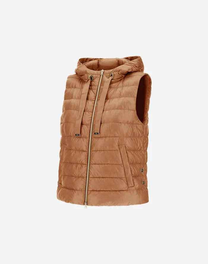 Herno VEST IN NYLON ULTRALIGHT AND MONOGRAM Camel Women Vests