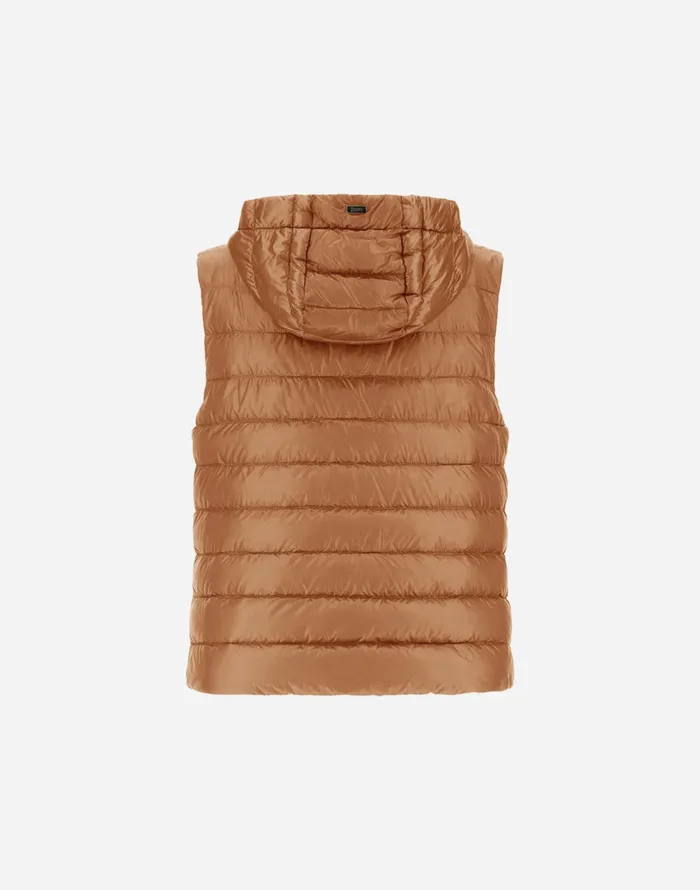 Herno VEST IN NYLON ULTRALIGHT AND MONOGRAM Camel Women Vests