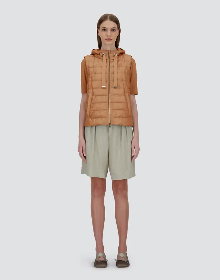 Herno VEST IN NYLON ULTRALIGHT AND MONOGRAM Camel Women Vests