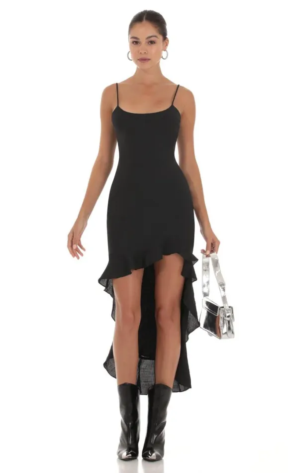 High Low Dress Black Women LUCY IN THE SKY Mini Dresses