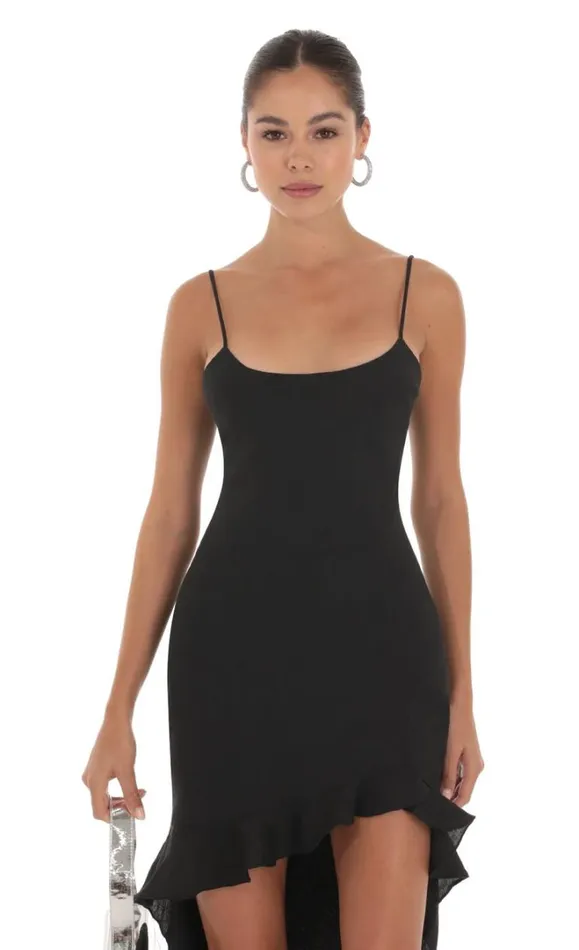 High Low Dress Black Women LUCY IN THE SKY Mini Dresses