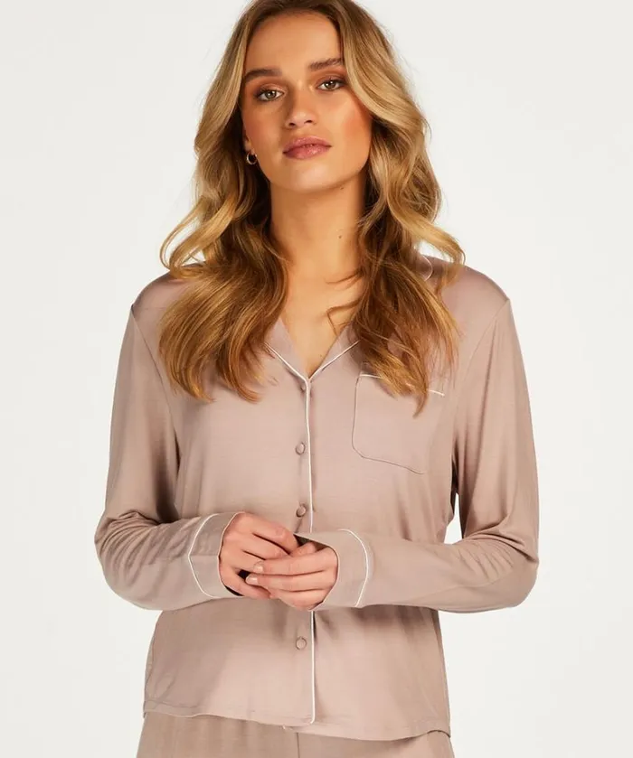 Hunkemller Essential Jersey LongSleeved Jacket 8211 Beige Beige 8211 Women