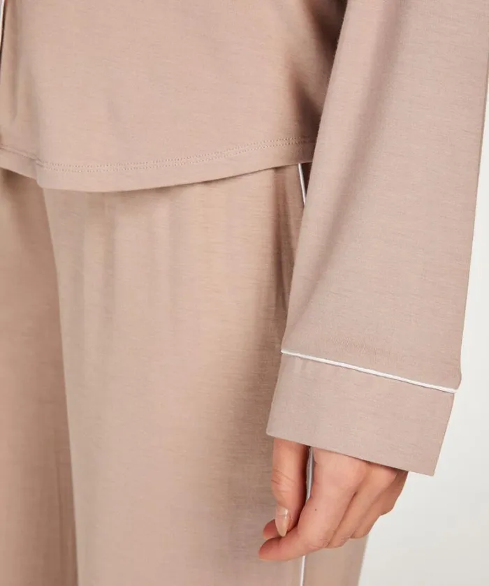 Hunkemller Essential Jersey LongSleeved Jacket 8211 Beige Beige 8211 Women