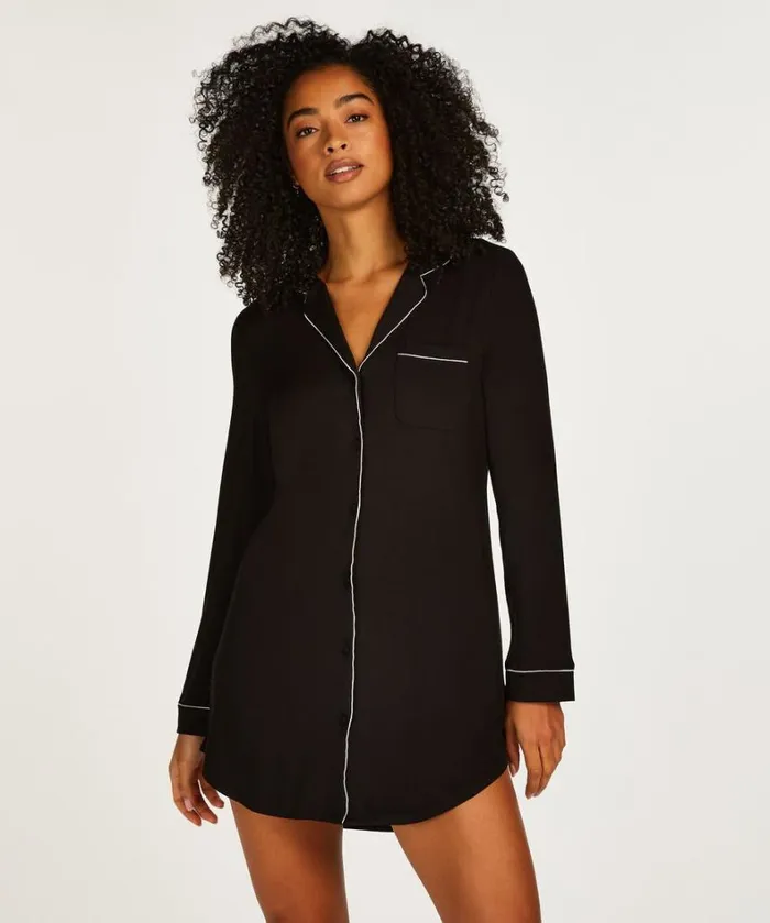 Hunkemller Essential Jersey Shirtdress 8211 Black Black 8211 Women Hunkemller Essential Jersey Shirtdress 8211 Black Black 8211 Women