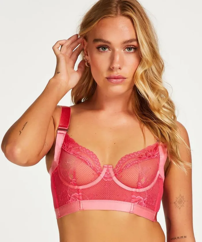 Hunkemller Hana NonPadded Longline Underwired Bra 8211 Pink Pink 8211 Women