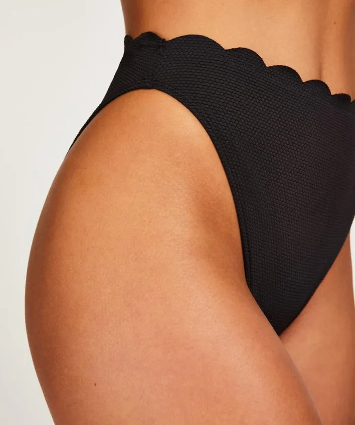 Hunkemller Highcut Scallop Bikini Bottoms 8211 Black Black 8211 Women Hunkemller Highcut Scallop Bikini Bottoms 8211 Black Black 8211 Women